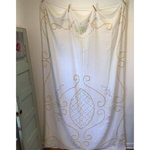 Vintage White Cotton Twin Size Chenille Bedspread 86x58